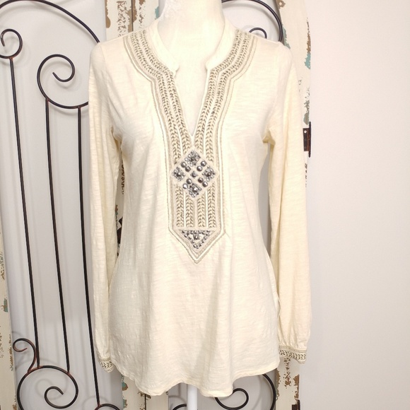 Lucky Brand Tops - Lucky Brand embellished long sleeve top medium